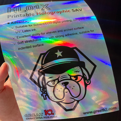 qualità UV Latex Printable Adhesive Vinyl Eco Solvent Rainbow Holographic Vinyl fabbrica